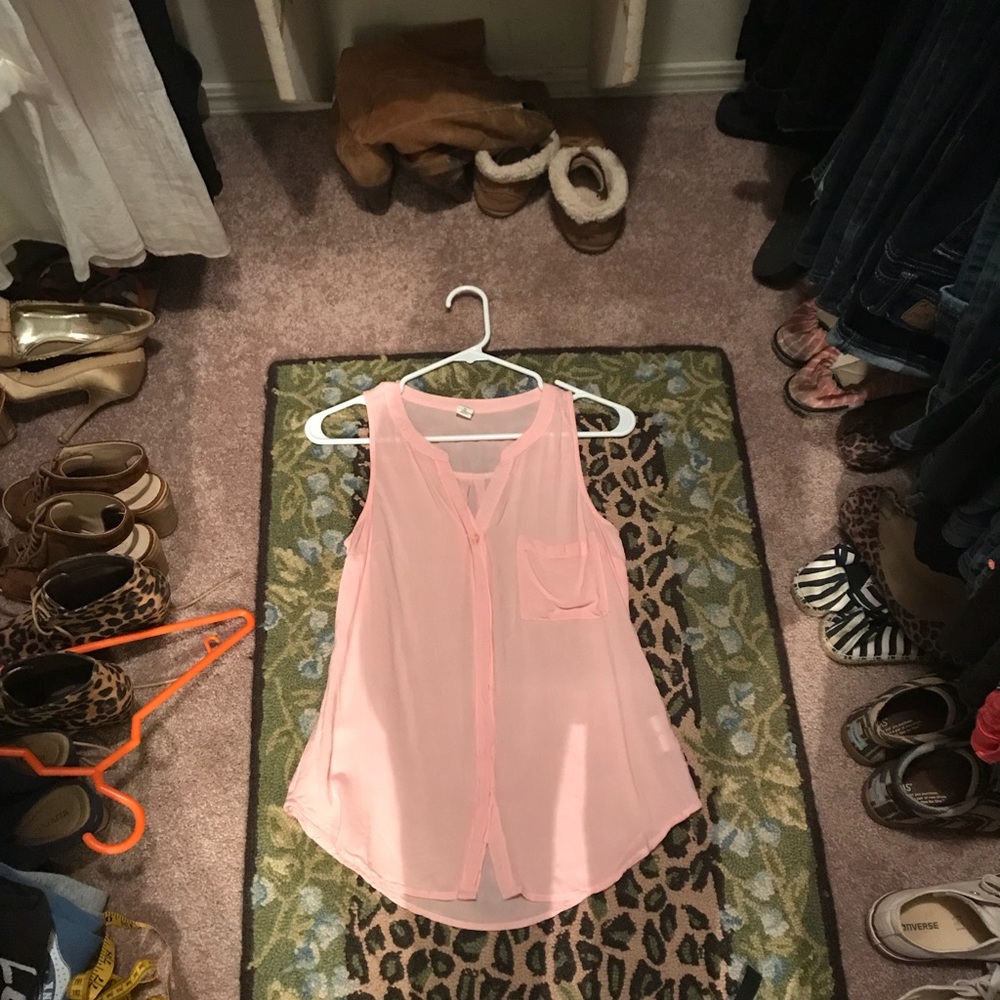 Blush button up tank.